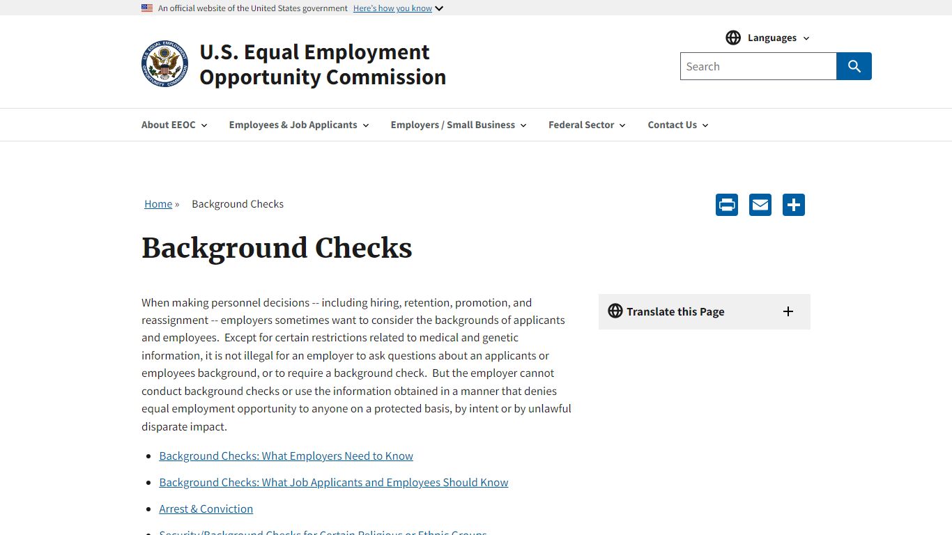 Background Checks | U.S. Equal Employment Opportunity Commission