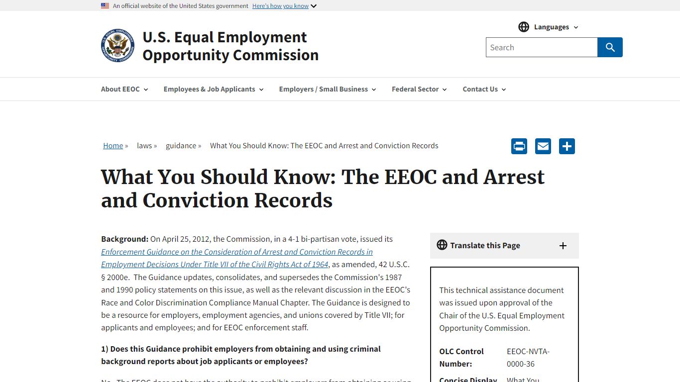 What You Should Know: The EEOC and Arrest and Conviction Records