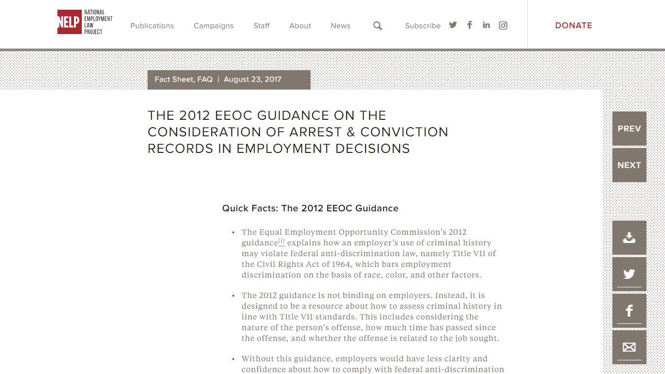 The 2012 EEOC Guidance on the Consideration of Arrest & Conviction ...